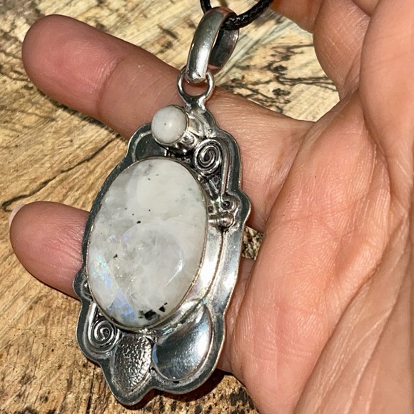 Lightweight Rainbow Moonstone Pendant 2 1/2” - Picture 1 of 16